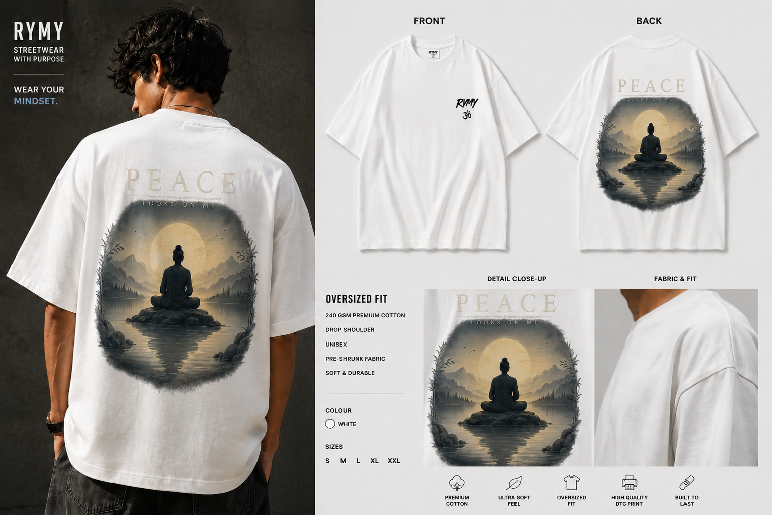 PEACE LOOKS ON ME OVERSIZED T-SHIRT